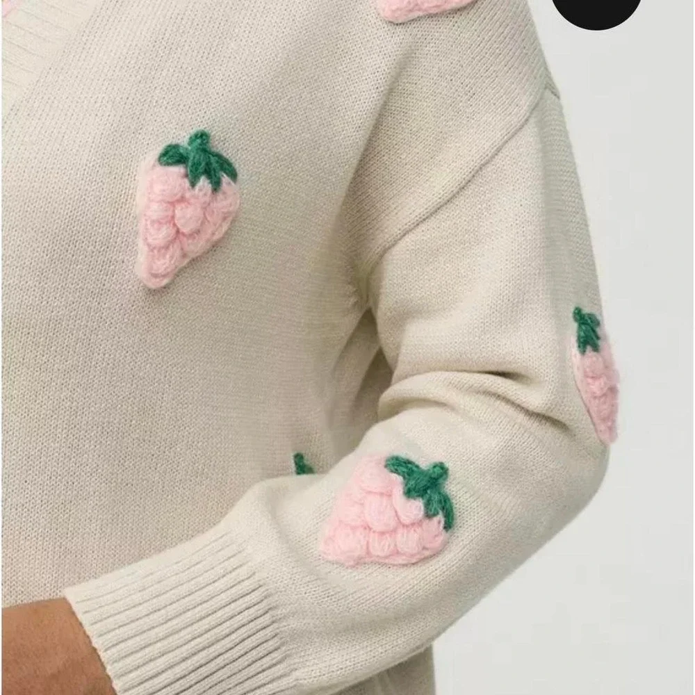 Torrid Strawberry Appliqué Cottagecore Cardigan Sweater | 100% Cotton